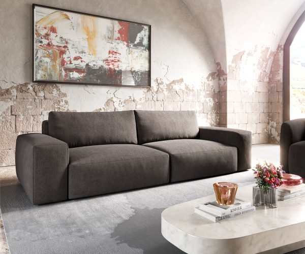 Velká pohovka Lanzo XL 270x125 cm mikrovlákno khaki hnědá