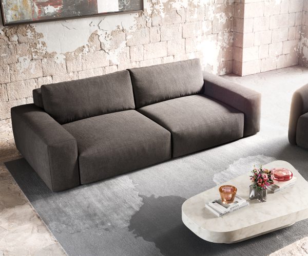 Velká pohovka Lanzo XL 270x125 cm mikrovlákno khaki hnědá - Image 4