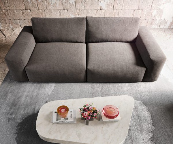 Velká pohovka Lanzo XL 270x125 cm mikrovlákno khaki hnědá - Image 5