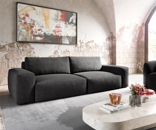 Velká pohovka Lanzo XL 270x125 cm mikrovlákno černá