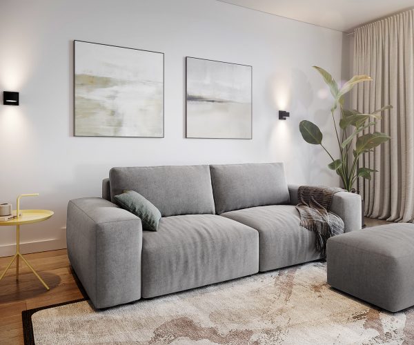 Velká pohovka Lanzo D 250x105 cm mikrovlákno šedá s podnožkou
