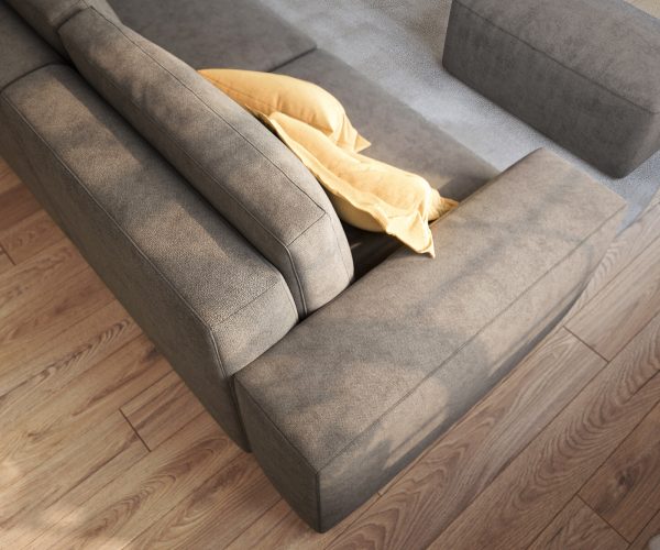 Velká pohovka Lanzo L 250x105 cm mikrovlákno khaki hnědá s podnožkou - Image 5