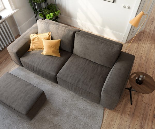 Velká pohovka Lanzo L 250x105 cm mikrovlákno khaki hnědá s podnožkou - Image 6