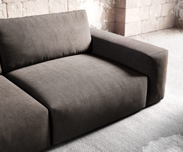Velká pohovka Lanzo XL 270x125 cm mikrovlákno khaki hnědá s podnožkou - Image 6