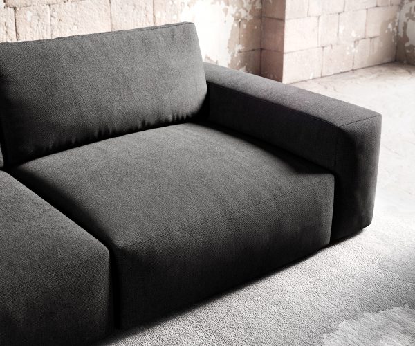 Velká pohovka Lanzo XL 270x125 cm mikrovlákno černá s podnožkou - Image 5