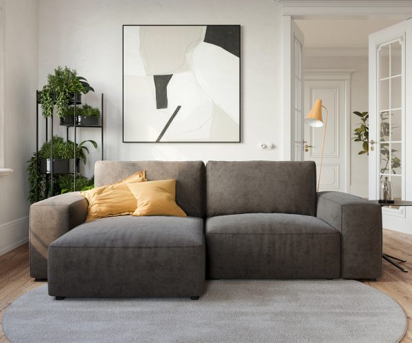 Rohová pohovka Lanzo D 260x160 cm mikrovlákno khaki hnědá variabilní lenoška - Image 2