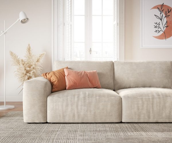 Rohová pohovka Lanzo L 360x160 cm manšestr béžová lenoška variabilní - Image 5