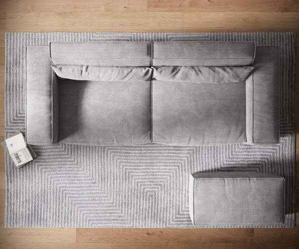 Velká pohovka Sirpio XL 270x125 cm manšestr stříbrnošedá s podnožkou - Image 6