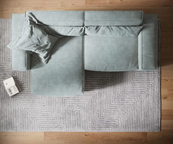 Rohová pohovka Sirpio XL 270x175 cm manšestr pastelově modrá variabilní lenoška - Image 6