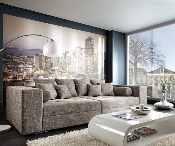 Velká pohovka Marlen 300x140 cm světle šedá s taburetem - Image 4