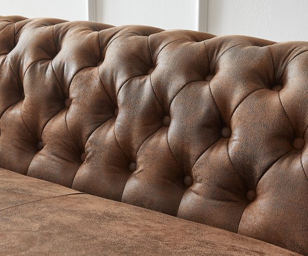 Pohovka Chesterfield 200x88 hnědá třímístná pohovka vintage - Image 4