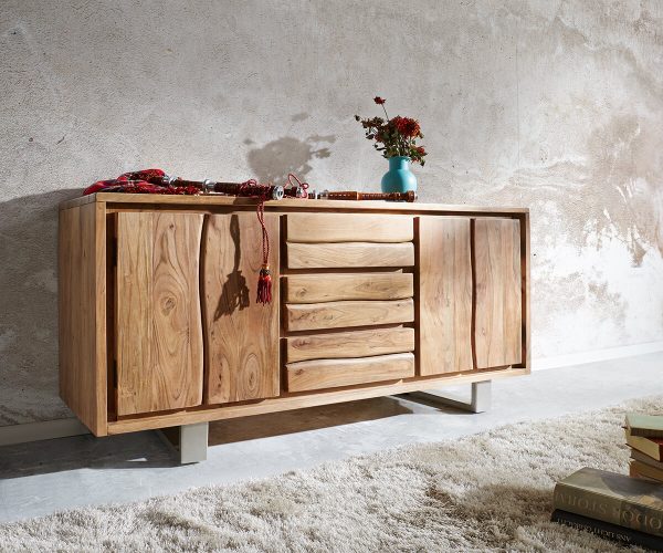 Komoda Live Edge 170 cm akácie přírodní 3 zásuvky 4 dvířka - Image 2