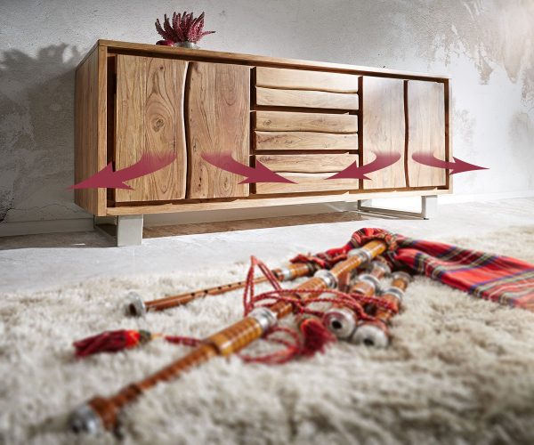 Komoda Live Edge 170 cm akácie přírodní 3 zásuvky 4 dvířka - Image 4