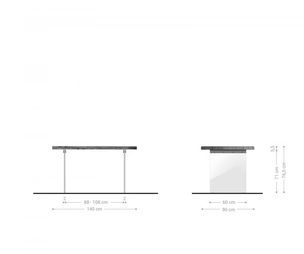 Jídelní stůl Edge 140x90 cm XL hnědá akácie skleněná podnož nepravidelná hrana - Image 6