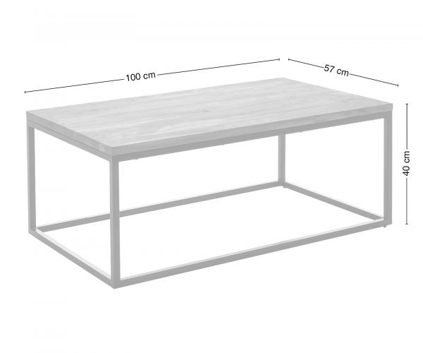 Konferenční stolek Tatius 100x57 cm přírodní akácie černý kovová podstavec - Image 7