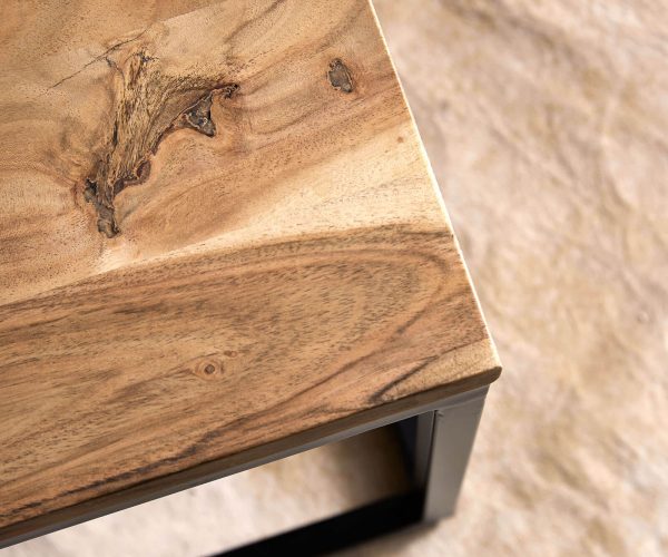 Konferenční stolek Tatius 100x57 cm přírodní akácie černý kovová podstavec - Image 4