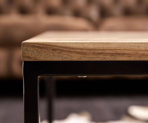 Konferenční stolek Tatius 100x57 cm přírodní akácie černý kovová podstavec - Image 6