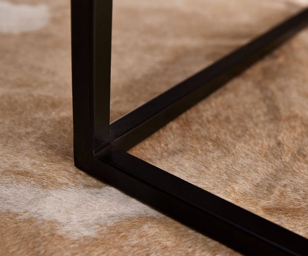 Konferenční stolek Tatius 100x57 cm přírodní akácie černý kovová podstavec - Image 5