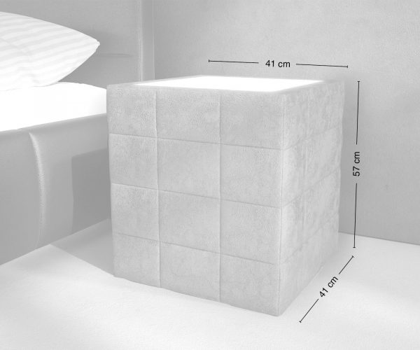 Noční stolek Nuncia Big 41x41x57 cm Černé LED osvětlení Prošívání - Image 4