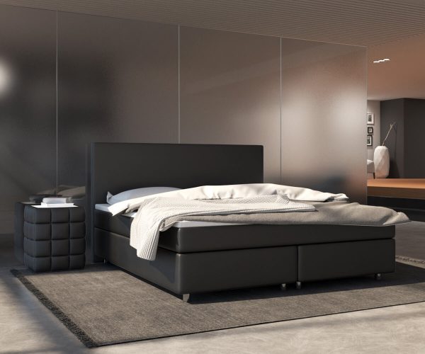 Noční stolek Nuncia Big 41x41x57 cm Černé LED osvětlení Prošívání - Image 2