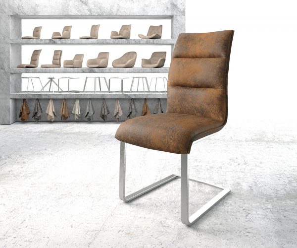 Houpací židle Xantus-Flex Brown Antique Cantilever Flat Stainless Steel