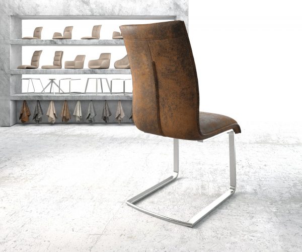 Houpací židle Xantus-Flex Brown Antique Cantilever Flat Stainless Steel - Image 3