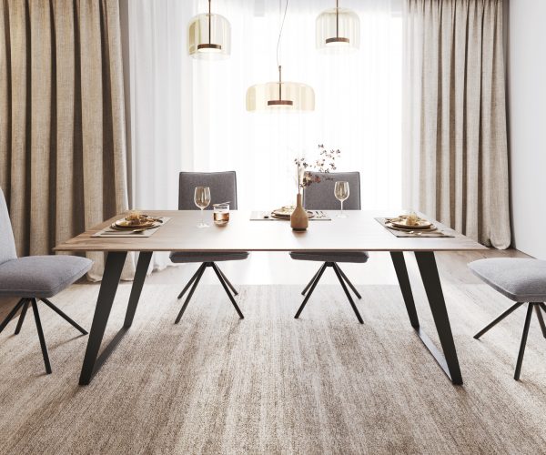 Jídelní stůl Edge 200x100 sheesham přírodní kovová zkosení švýcarská hrana - Image 2