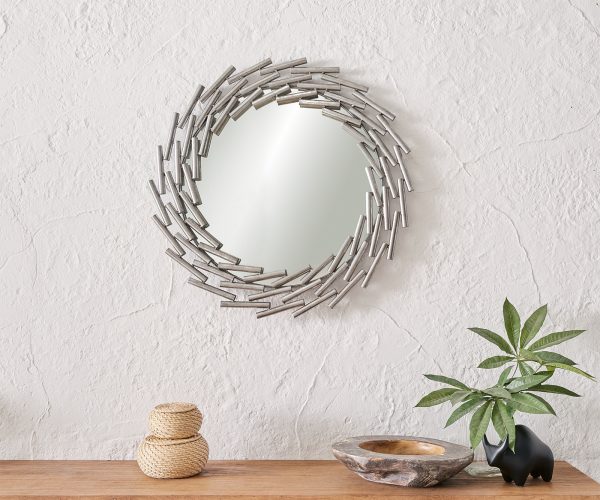Zrcadlo Tempestas Ø80 cm kovové stříbrné