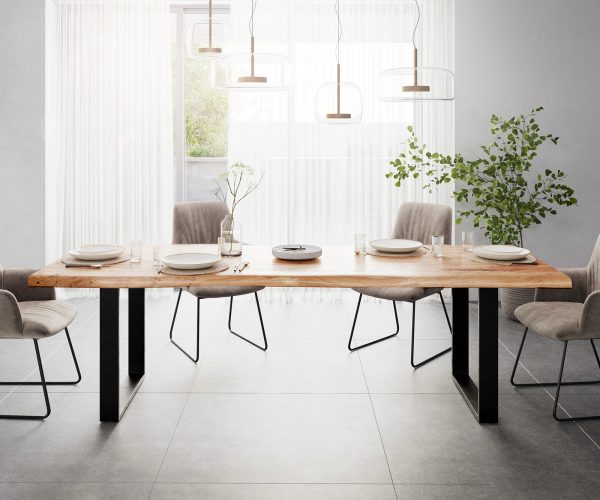 Jídelní stůl Edge 260x100 XL akácie přírodní kov černá - Image 2