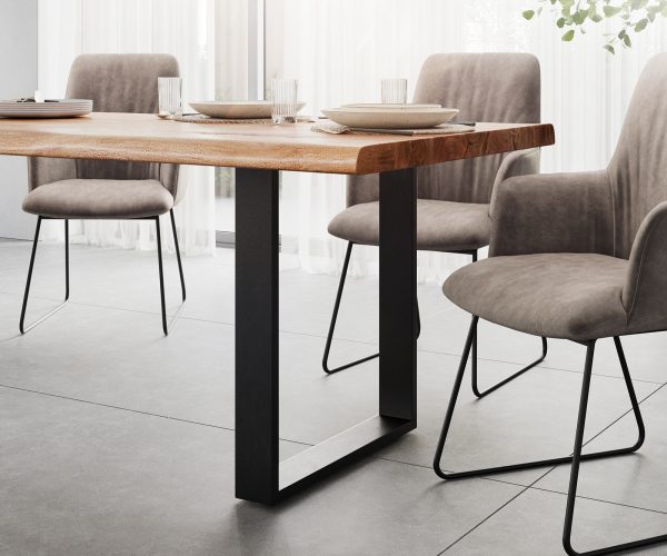 Jídelní stůl Edge 260x100 XL akácie přírodní kov černá - Image 6