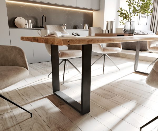 Jídelní stůl Edge 260x100 akácie přírodní kov černá - Image 6
