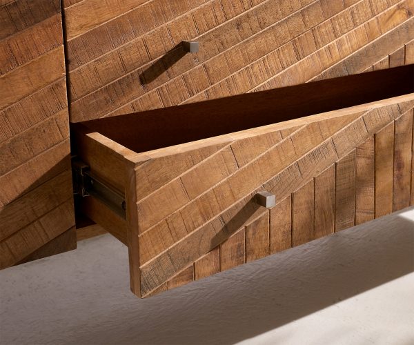 TV stolek Bahan 200 cm teak mango 4 dvířka mramor bílá závěsné - Image 5