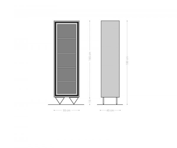 Skříň Stonegrace 60x180 cm hnědá akácie kamenná dýha 1 dvířka podnož "V" černá - Image 6