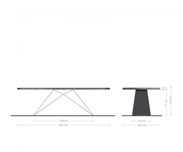 Jídelní stůl Edge 260x100 přírodní akácie podnož ve tvaru "V" plochá ocel černá - Image 8
