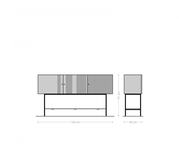 Komoda Nencia 165 cm mango bílé světlé 3 dvířka černý kov - Image 7