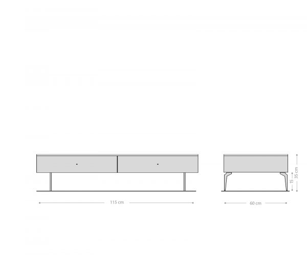 Konferenční stolek Bahan 115x60 cm mango teak 2 zásuvky bílá mramor - Image 6