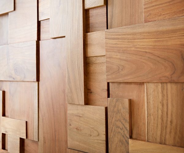 Komoda Puzzle 175 cm přírodní akácie 3 dvířka podnož černý kov - Image 3