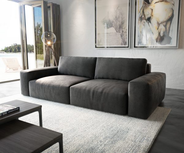 Velká pohovka Lanzo L 270x125 cm koženka antracitová