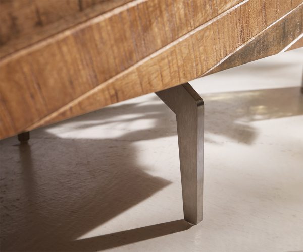 TV stolek Bahan 175 cm mango teak 2 dvířka 2 zásuvky mramor bílá - Image 7