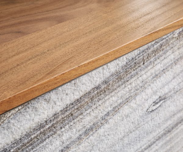 Komoda Kleo 147 cm přírodní akácie 2 dvířka 3 zásuvky podnož černý kov - Image 3