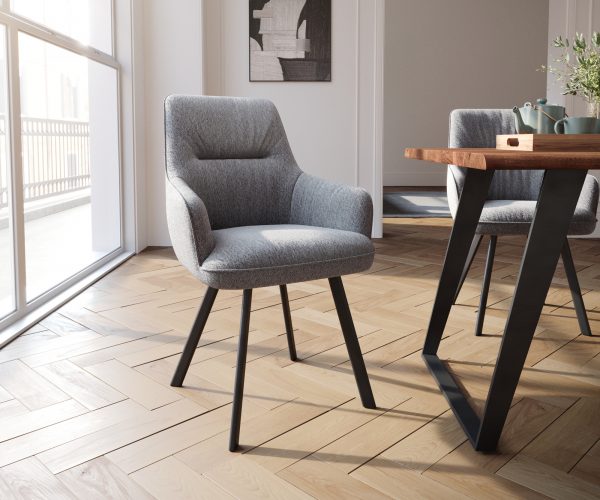 Křeslo Zelia-Flex Structured Fabric Light Grey 4-nohý ovál Black Pocket Springs