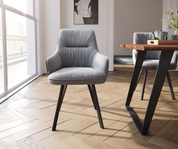 Křeslo Zelia-Flex Structured Fabric Light Grey 4-nohý ovál Black Pocket Springs - Image 2