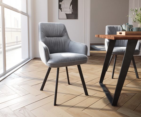 Křeslo Zelia-Flex Velvet Grey 4-nohý ovál Black Pocket Springs
