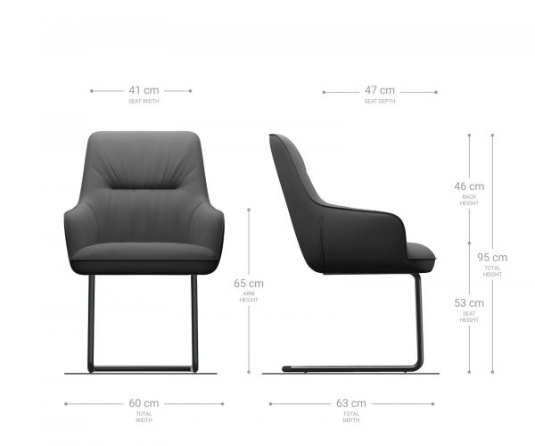 Otočná židle Zelia-Flex s područkami Velvet Grey Cantilever Round Chrome Pocket Springs - Image 6
