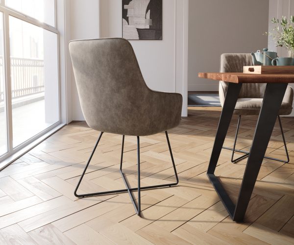 Jídelní židle Zelia-Flex s područkou podnož ve tvaru "X" černá mikrovlákno taupe vintage - Image 3