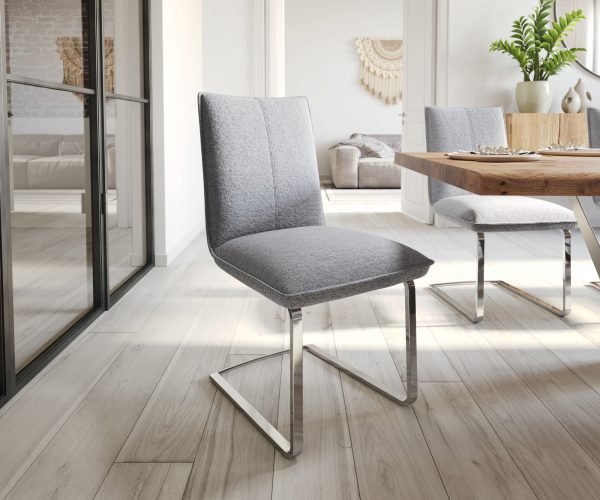 Houpací křeslo Lelio-Flex Textured Fabric Light Grey Cantilever Flat Chrome Pocket Springs