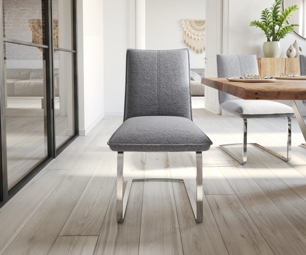 Houpací křeslo Lelio-Flex Textured Fabric Light Grey Cantilever Flat Chrome Pocket Springs - Image 2