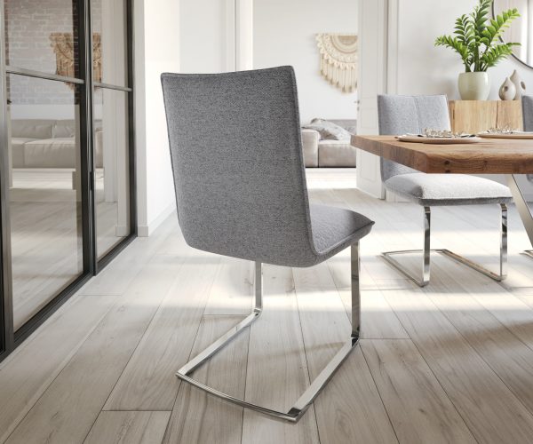 Houpací křeslo Lelio-Flex Textured Fabric Light Grey Cantilever Flat Chrome Pocket Springs - Image 3