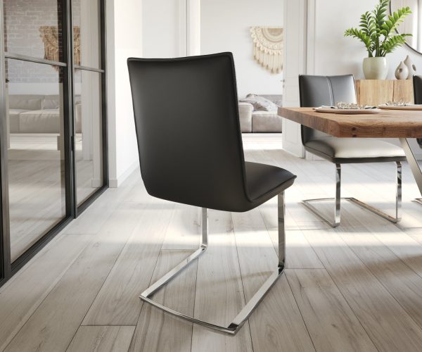 Houpací křeslo Lelio-Flex z pravé kůže Black Cantilever Flat Chrome Pocket Springs - Image 3