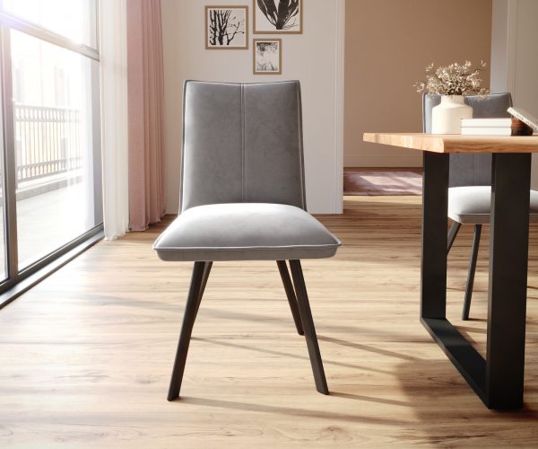 Jídelní židle Lelio-Flex Velvet Grey čtyřnohá oválná Černé kapesní pružiny - Image 2